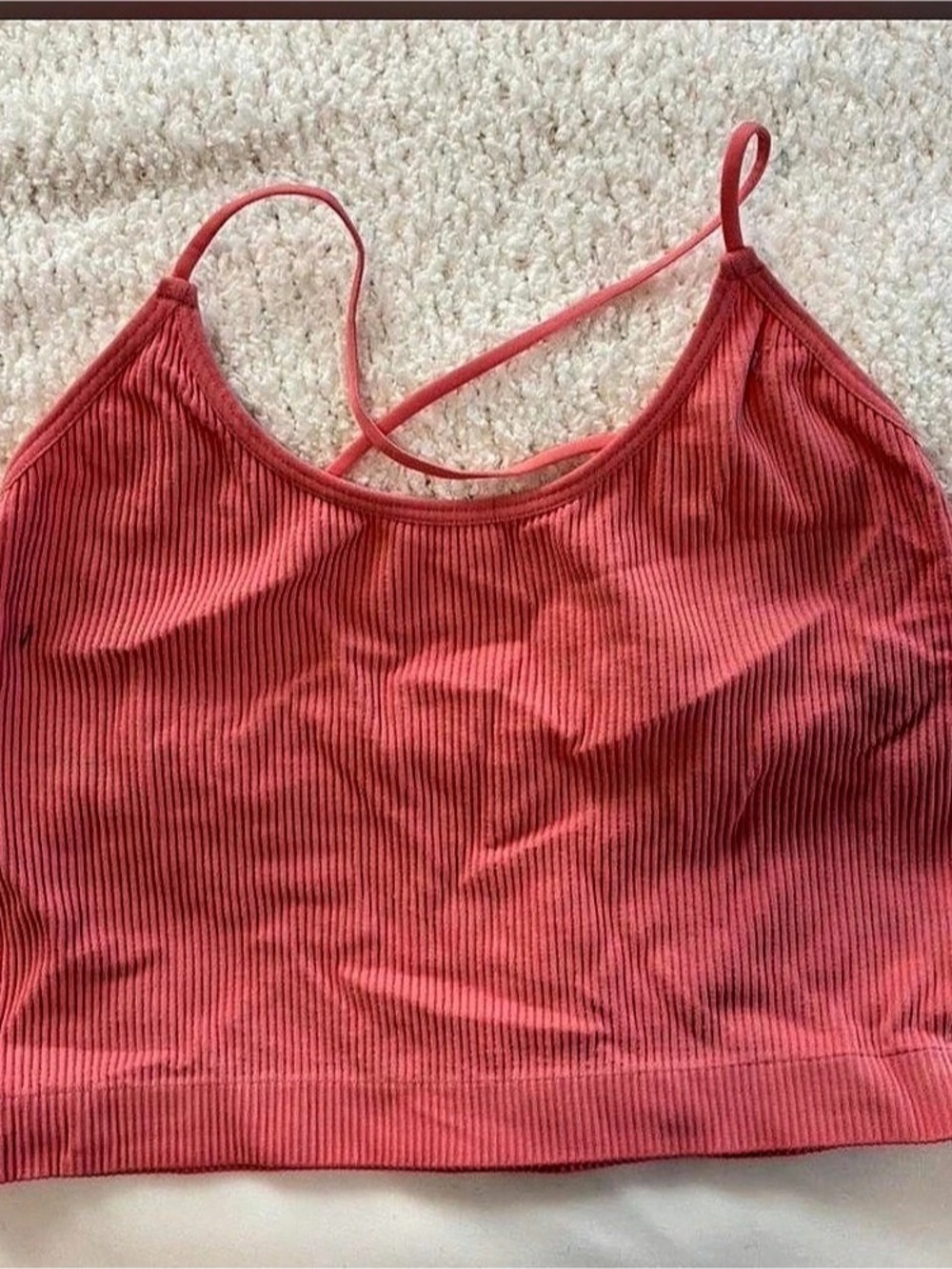 Colsie Ribbed Strappy Crop Top Pink XL